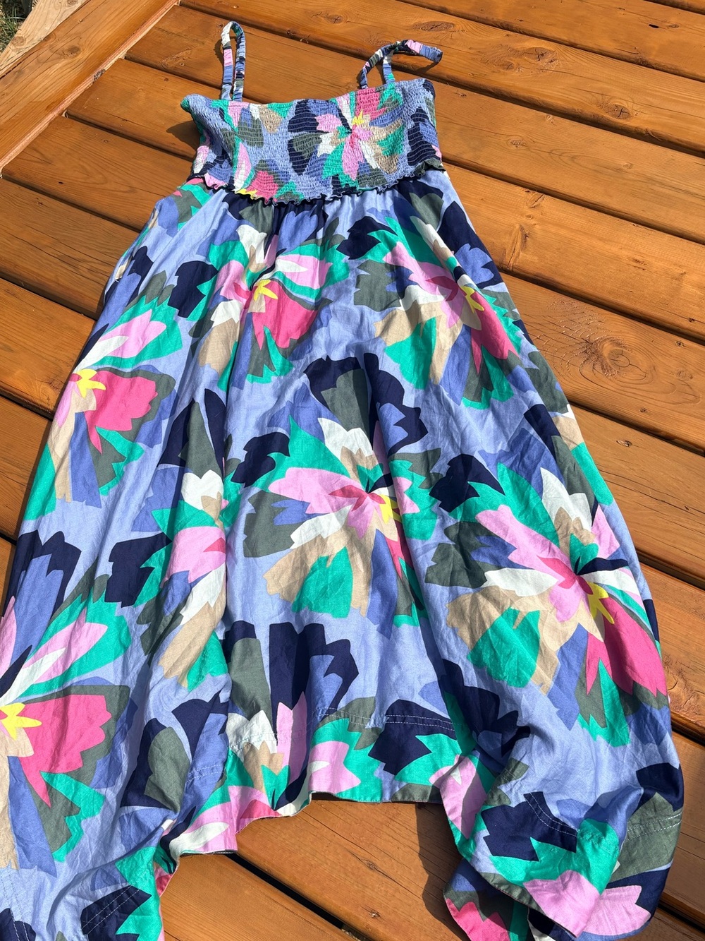 GAP Floral Asymmetrical Sundress in Light Blue, Pink, Teal, Navy & Cream